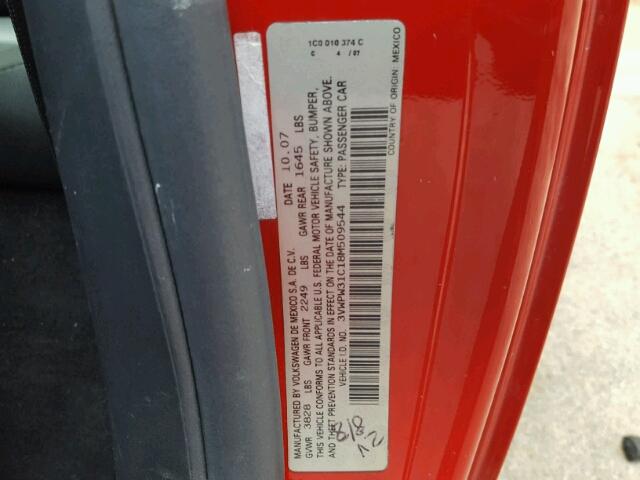 3VWPW31C18M509544 - 2008 VOLKSWAGEN NEW BEETLE წითელი ფოტო 10