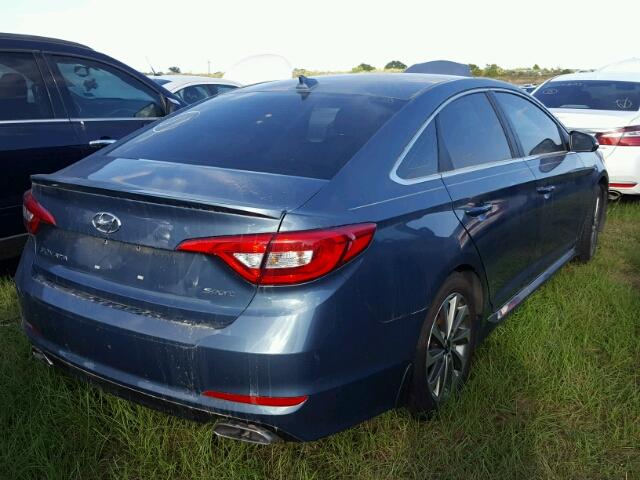 5NPE34AF7FH197008 - 2015 HYUNDAI SONATA BLUE photo 4