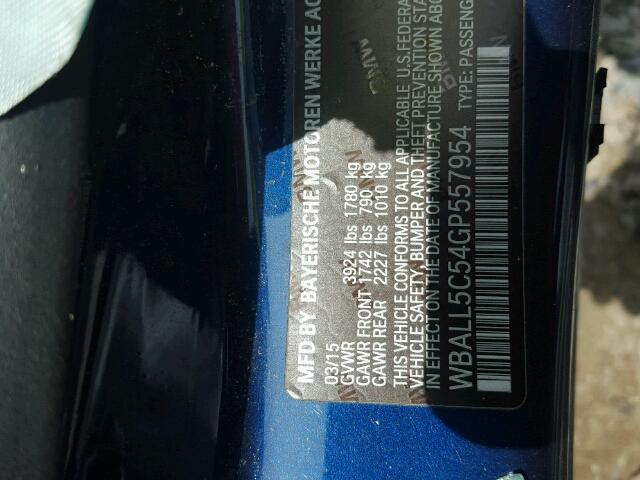 WBALL5C54GP557954 - 2016 BMW Z4 SDRIVE2 BLUE photo 10