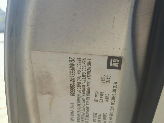 2G4WF551921206539 - 2002 BUICK REGAL GS WHITE photo 10