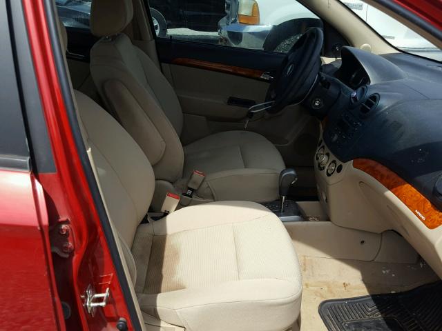 KL1TD56698B040126 - 2008 CHEVROLET AVEO BASE Czerwony zdjęcie 5
