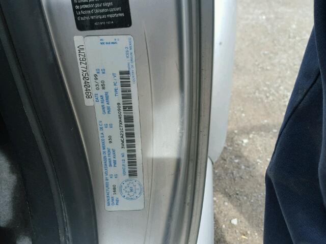 3VWCA21C7XM450909 - 1999 VOLKSWAGEN NEW BEETLE 银色 照片 10