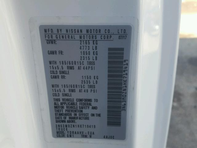 3N63M0ZN1HK719419 - 2017 CHEVROLET CITY EXPRE WHITE photo 10