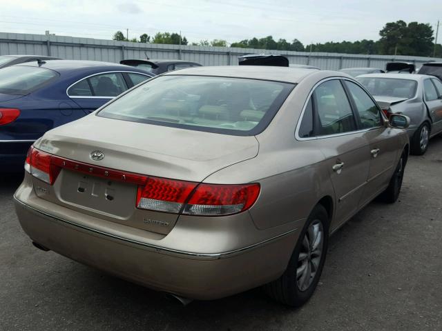 KMHFC46F96A033999 - 2006 HYUNDAI AZERA SE BEIGE photo 4