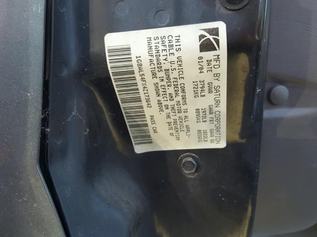 1G8AL54FX4Z173642 - 2004 SATURN ION LEVEL CHARCOAL photo 10