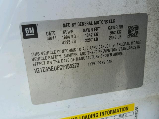 1G1ZA5EU6CF155272 - 2012 CHEVROLET MALIBU LS WHITE photo 10