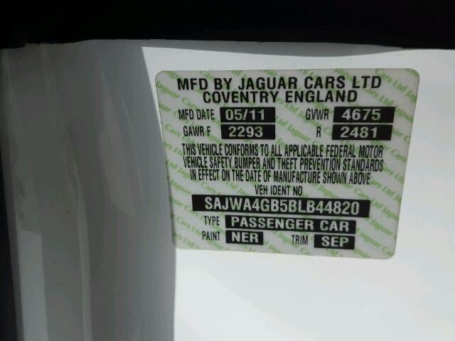 SAJWA4GB5BLB44820 - 2011 JAGUAR XK WHITE photo 10