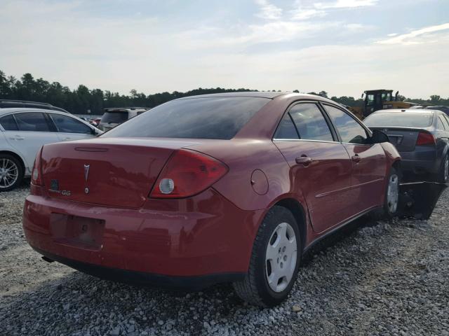 1G2ZF58B874180621 - 2007 PONTIAC G6 VALUE L RED photo 4