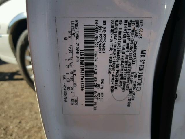 1LNHM81W85Y668366 - 2005 LINCOLN TOWN CAR S WHITE photo 10