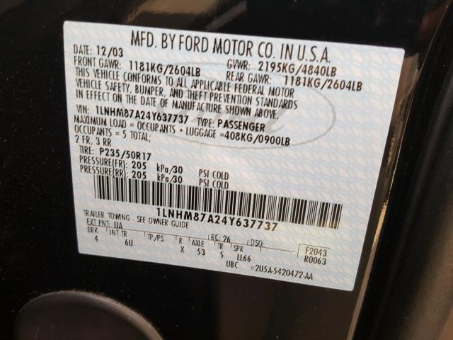 1LNHM87A24Y637737 - 2004 LINCOLN LS 黑色 照片 10