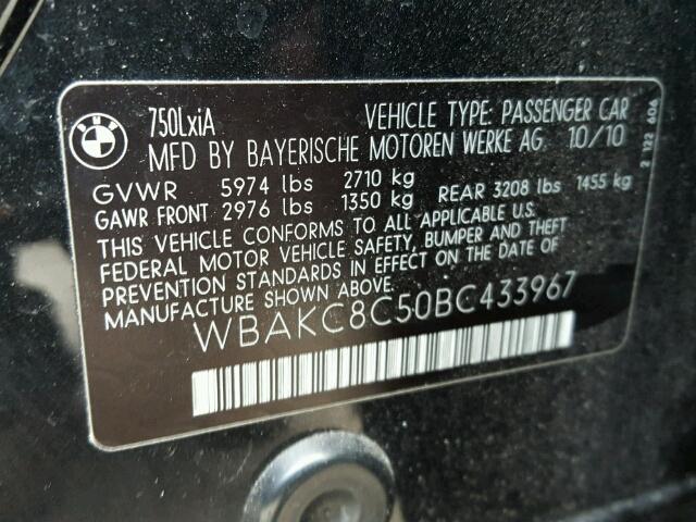 WBAKC8C50BC433967 - 2011 BMW ALPINA B7 BLACK photo 10