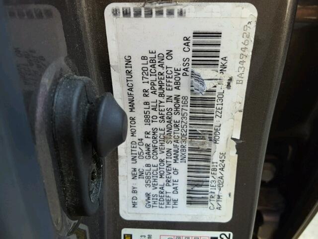 1NXBR30E25Z357168 - 2005 TOYOTA COROLLA GRAY photo 10