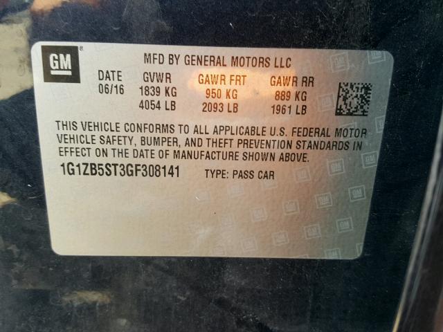 1G1ZB5ST3GF308141 - 2016 CHEVROLET MALIBU LS Mavi foto 10