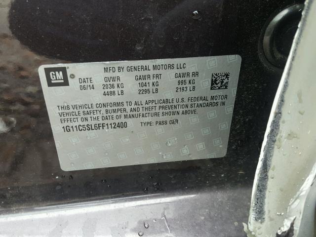 1G11C5SL6FF112400 - 2015 CHEVROLET MALIBU 1LT 紫色 照片 10