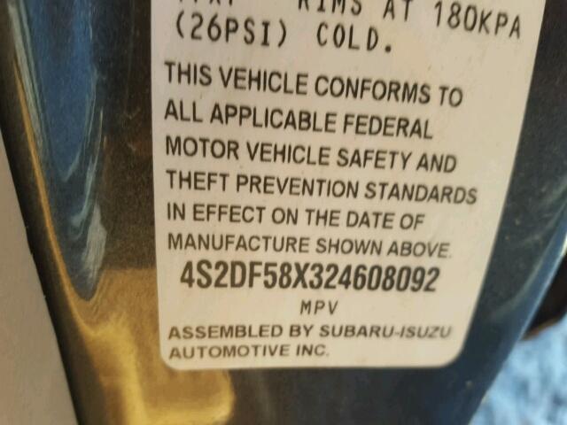 4S2DF58X324608092 - 2002 ISUZU AXIOM XS Grafit foto 10