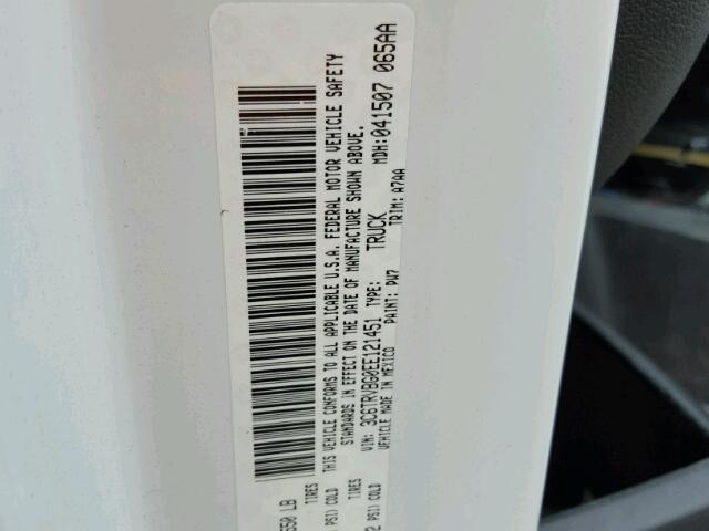 3C6TRVBG0EE121451 - 2014 RAM PROMASTER WHITE photo 10