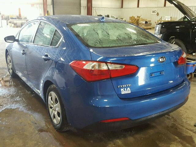 KNAFX4A68F5278041 - 2015 KIA FORTE LX BLUE photo 3