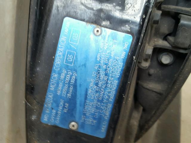 JS3TY92V834105094 - 2003 SUZUKI XL7 PLUS BLACK photo 10