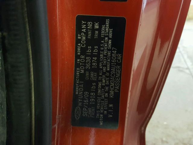 KMHCM3AC9AU160847 - 2010 HYUNDAI ACCENT BLU ORANGE photo 10