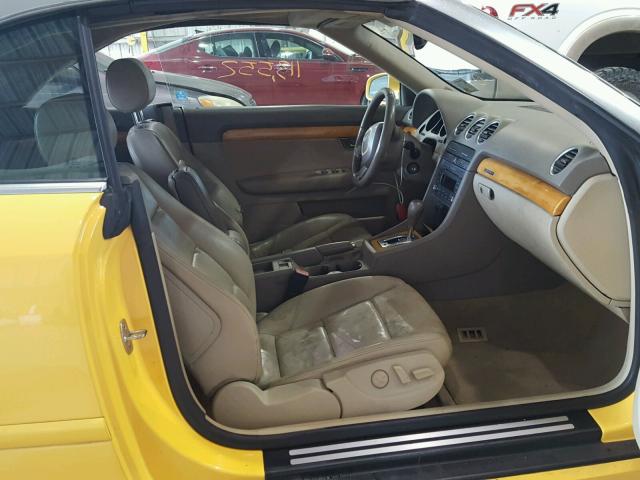 WAUDF48H17K023140 - 2007 AUDI A4 2.0T CA YELLOW photo 5