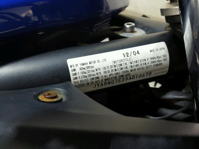 JYARN07E25A010570 - 2005 YAMAHA FZS10 BLUE photo 19