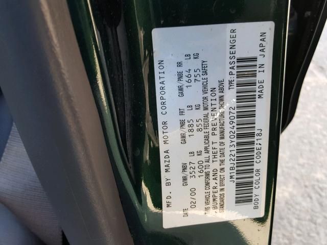 JM1BJ2213Y0249072 - 2000 MAZDA PROTEGE ES 绿色 照片 10
