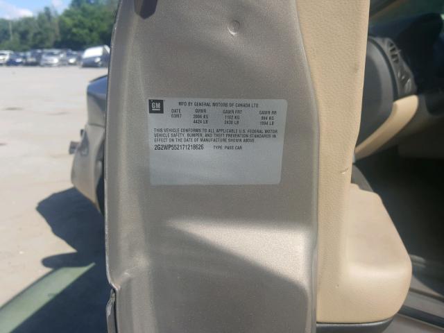 2G2WP552171218626 - 2007 PONTIAC GRAND PRIX BROWN photo 10