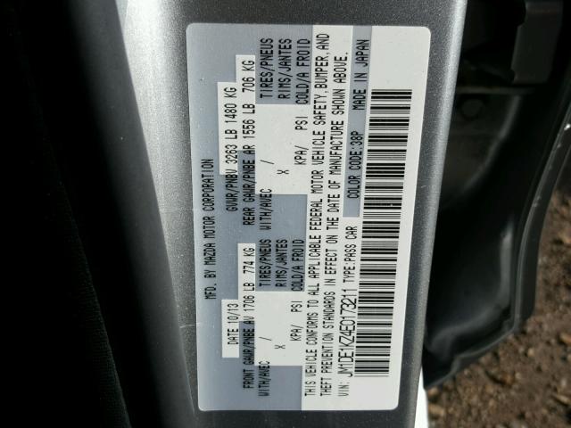 JM1DE1KZ4E0173211 - 2014 MAZDA MAZDA2 SPO 银色 照片 10