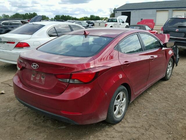 5NPDH4AE4FH579016 - 2015 HYUNDAI ELANTRA SE RED photo 4