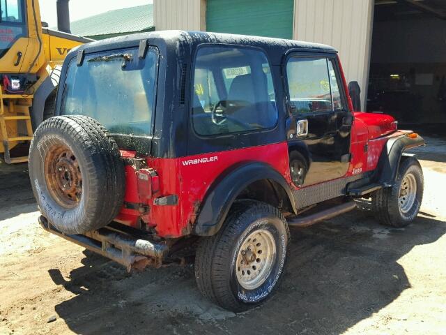 1J4FY19P7RP444421 - 1994 JEEP WRANGLER / RED photo 4