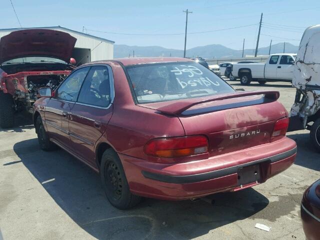 JF1GC2544PH524024 - 1993 SUBARU IMPREZA LS BURGUNDY photo 3