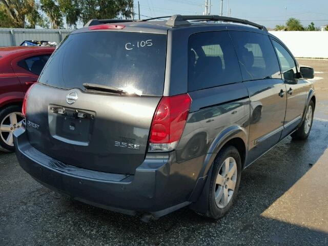 5N1BV28U14N365143 - 2004 NISSAN QUEST GRAY photo 4