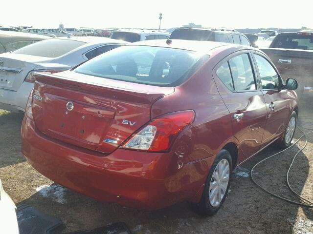 3N1CN7AP1DL849875 - 2013 NISSAN VERSA S RED photo 4