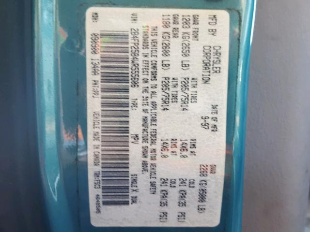 2B4FP25B4WR555606 - 1998 DODGE CARAVAN BLUE photo 10