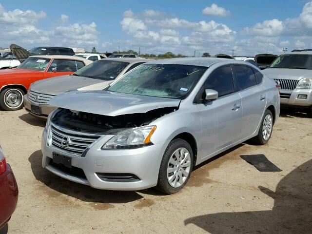 3N1AB7AP6EY202490 - 2014 NISSAN SENTRA S SILVER photo 2