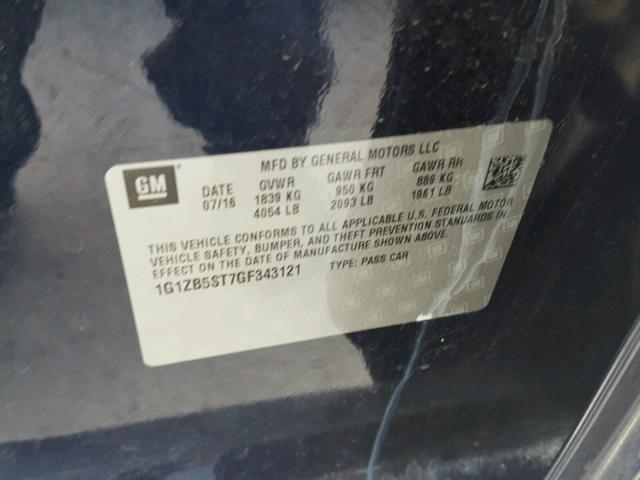 1G1ZB5ST7GF343121 - 2016 CHEVROLET MALIBU LS Mavi foto 10