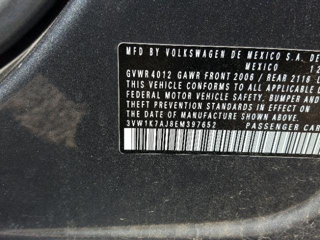 3VW1K7AJ8EM397652 - 2014 VOLKSWAGEN JETTA BASE Մոխրագույն լուսանկար 10