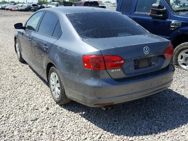 3VW1K7AJ8EM397652 - 2014 VOLKSWAGEN JETTA BASE Մոխրագույն լուսանկար 3