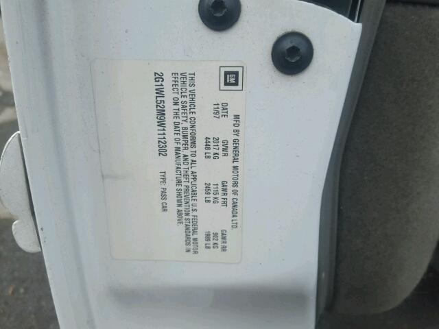 2G1WL52M9W1112302 - 1998 CHEVROLET LUMINA BAS თეთრი ფოტო 10