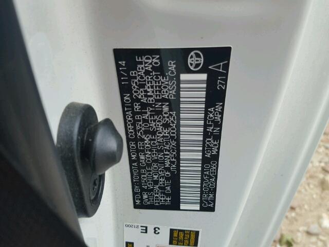 JTKJF5C7XFJ004254 - 2015 TOYOTA SCION TC 白色 照片 10