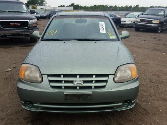 KMHCG45C13U421625 - 2003 HYUNDAI ACCENT GL GREEN photo 9