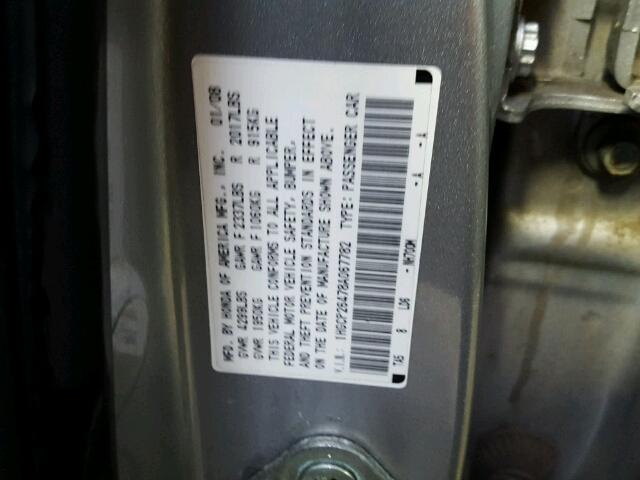 1HGCP26478A067782 - 2008 HONDA ACCORD SILVER photo 10