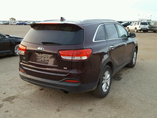 5XYPG4A30GG027763 - 2016 KIA SORENTO MAROON photo 4