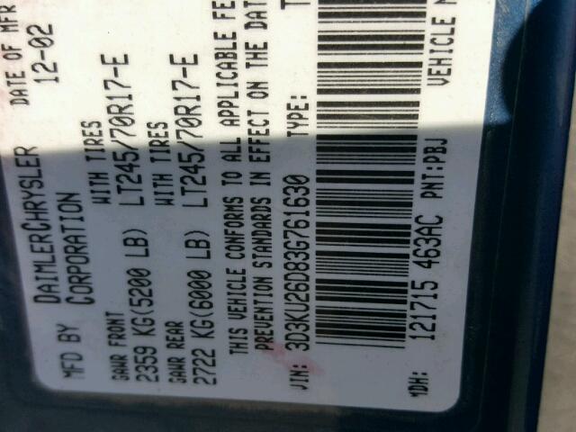 3D3KU26D83G761630 - 2003 DODGE RAM 2500 S RED photo 10