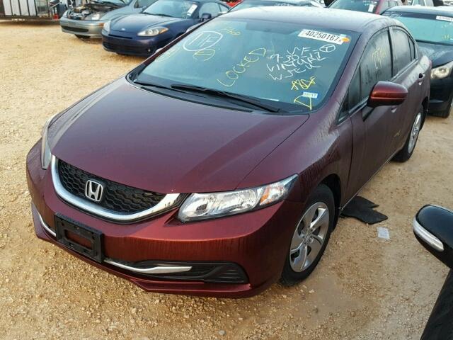 19XFB2F54FE101724 - 2015 HONDA CIVIC MAROON photo 2