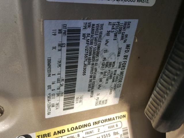 5LMFU27557LJ03055 - 2007 LINCOLN NAVIGATOR TAN photo 10