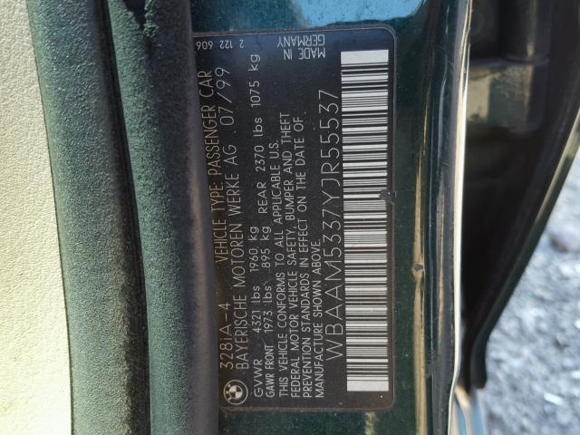 WBAAM5337YJR55537 - 2000 BMW 328 I GREEN photo 10