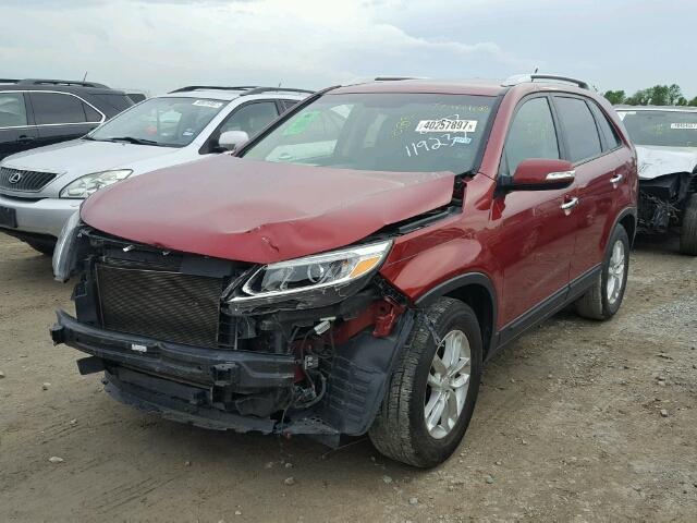 5XYKT3A69EG438831 - 2014 KIA SORENTO LX RED photo 2