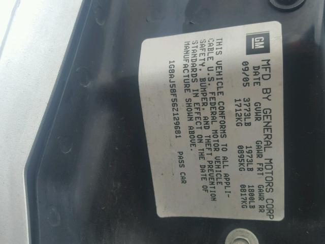 1G8AJ58F56Z129681 - 2006 SATURN ION LEVEL 银色 照片 10