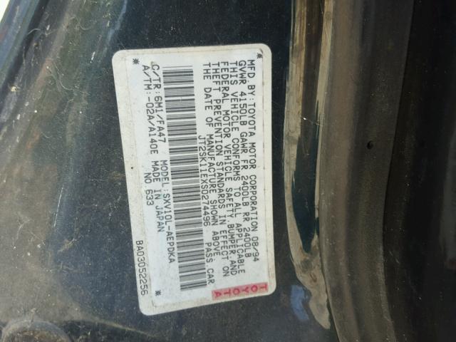 JT2SK11EXS0274496 - 1995 TOYOTA CAMRY DX GRAY photo 10